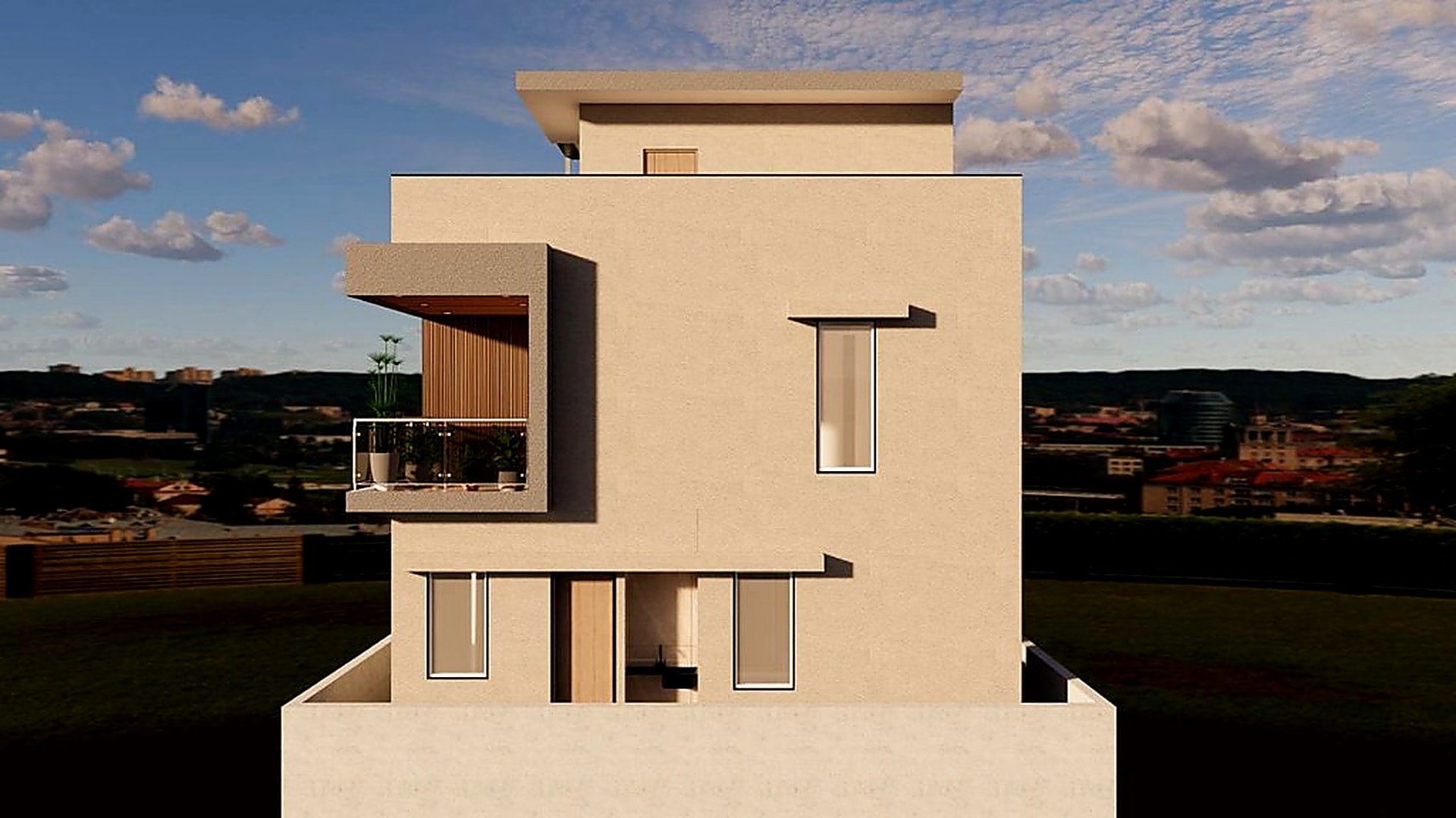 Villa 3D view 8 — all-direction plot house render