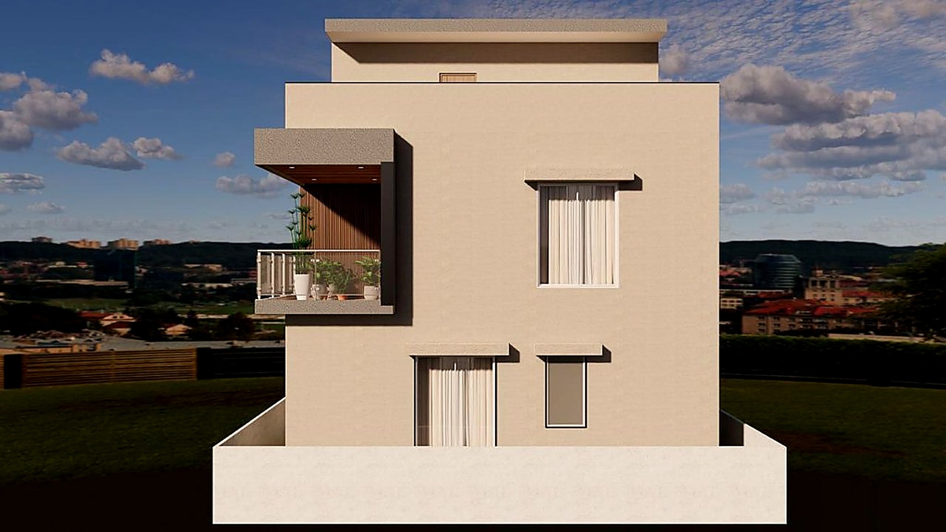 Villa 3D view 12 — all-direction plot house render